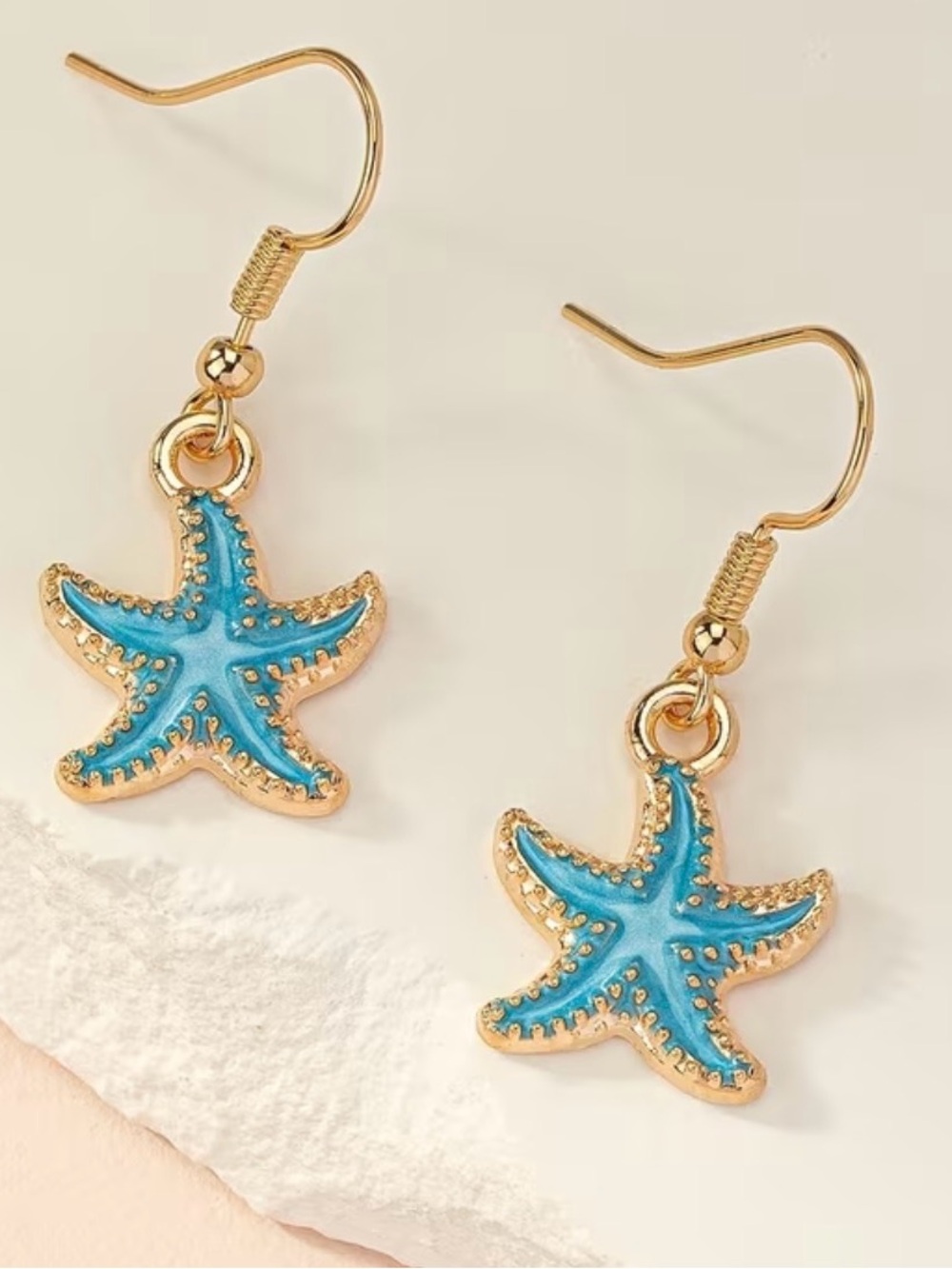 Blue  Starfish Drop Earrings